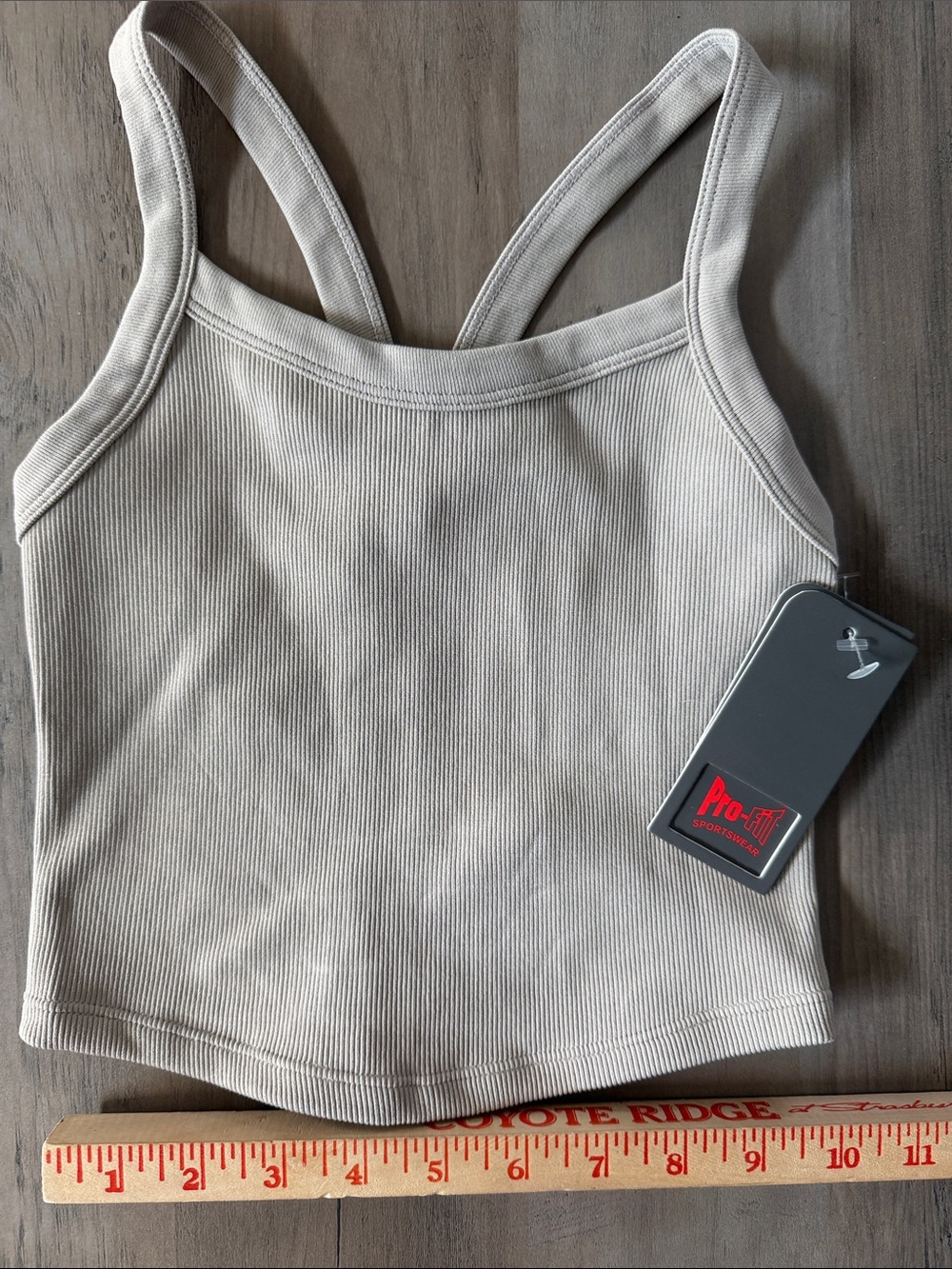 Profit Small Ribbed Crop Tank Top in Light Taupe NWT
